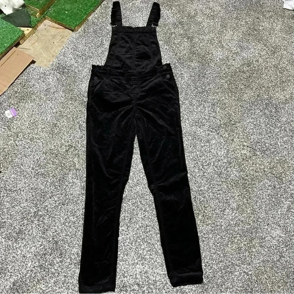Kendall & Kylie Jumpsuit Women Size 26 Black Velvet Adjustable - Picture 2 of 11